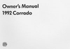 Volkswagen Corrado Owner's Manual: 1992