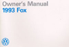 Volkswagen Fox Owner's Manual: 1993