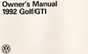 Volkswagen Golf/GTI Owner's Manual: 1992