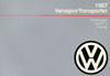 Volkswagen Vanagon/Transporter Owner's Manual: 1987