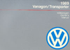 Volkswagen Vanagon/Transporter Owner's Manual: 1989